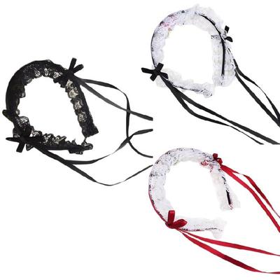 Lolita Maid Cosplay Hair Accessories Headband Japanese Lace Ribbon Headdress