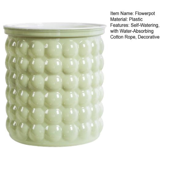 Self-Absorbing Flowerpot with Transparent Water Level Indicator Self Watering Planter with Bubble Texture Double-Layer Design for Indoor Plants