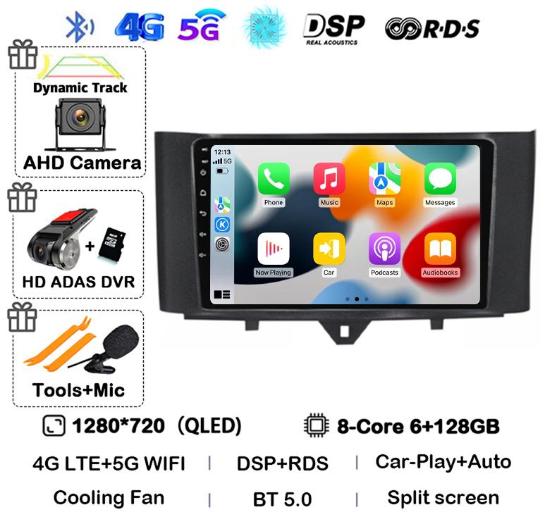 Android 14 Carplay Car Radio For Mercedes Benz Smart Fortwo 2006 -2011 2012 2013 2014 2015 Multimedia Video Player GPS Stereo 4G