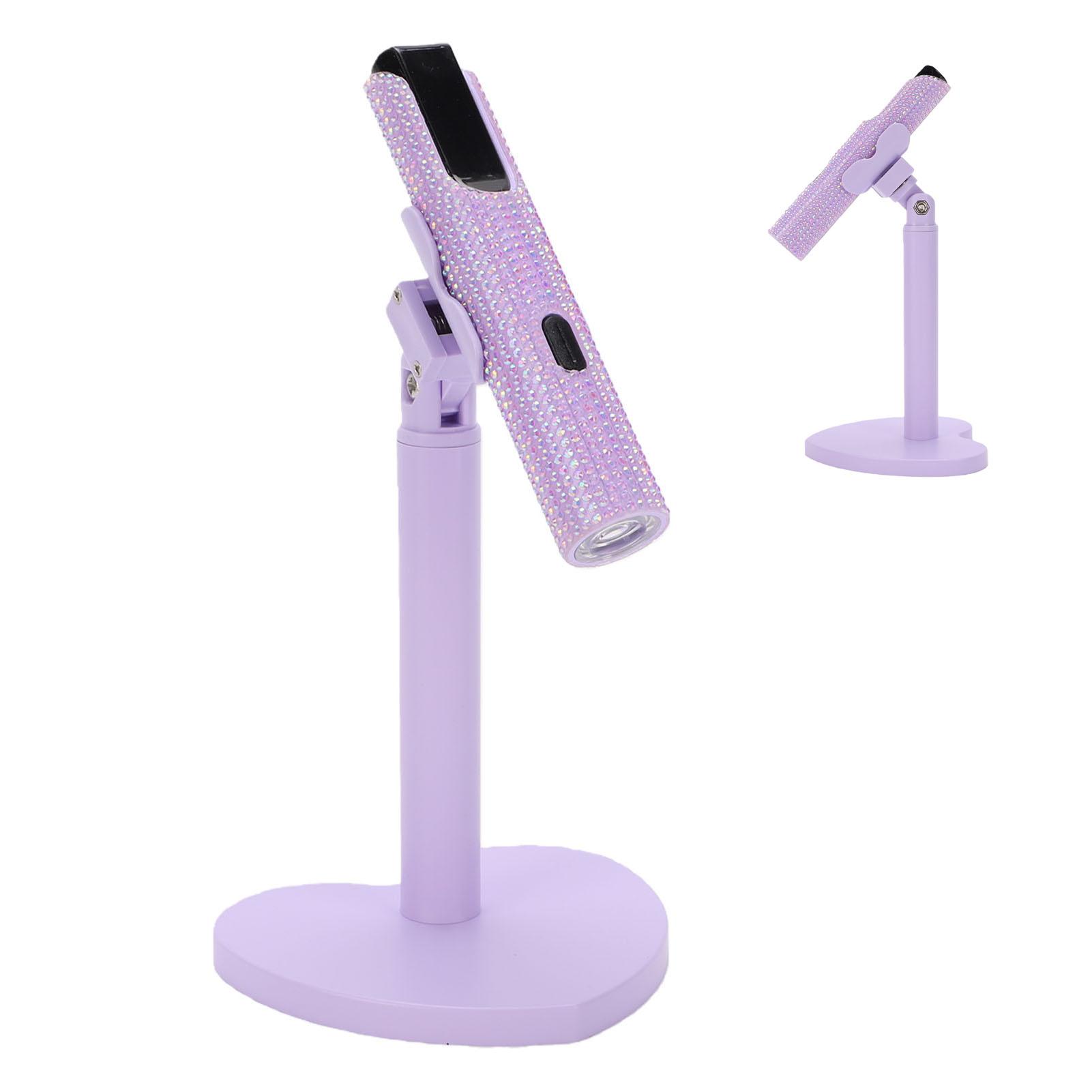 

Purple Handheld Nail Lamp with Large Clip 360 Degree Rotating Stand Rechargeable Portable Nail Light for Gel Polish Curing