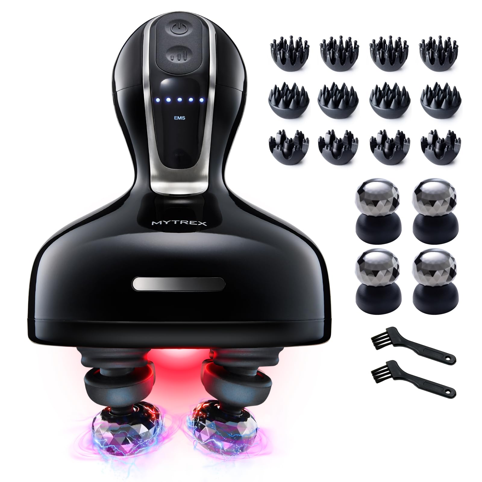 

MYTREX EMS МАССАЖЕР ДЛЯ ГОЛОВЫ DEEP X Ионный Электрический Игольчатый Массажер для Глубокого Массажа Кожи Головы Эстетика Кожи Головы Введение и Экстракция EMS Красный Светодиод Уход за Лицом Электрическая Щетка для Массажа Кожи Головы Кожа Головы чёрный