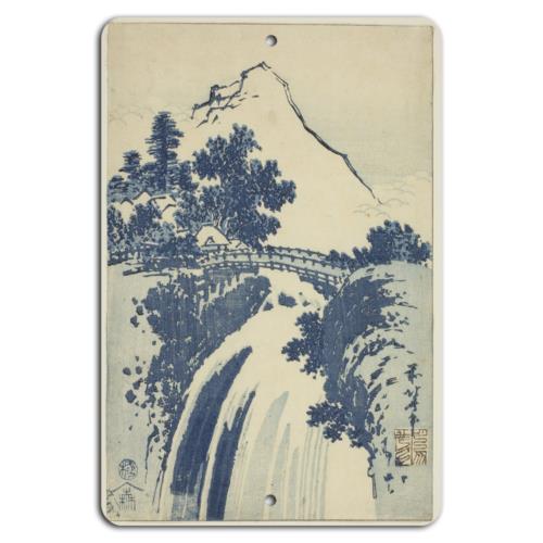 Majestic Mountain Stream Timeless Ukiyoe PrintAluminumtin sign 20x30cm(7.8x11.8inch)