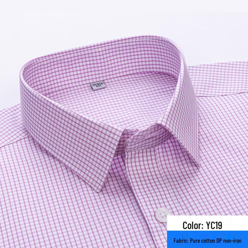 2026 Spring Men's Non-Iron Double-Ply Pure Cotton Long-Sleeve Formal Shirt