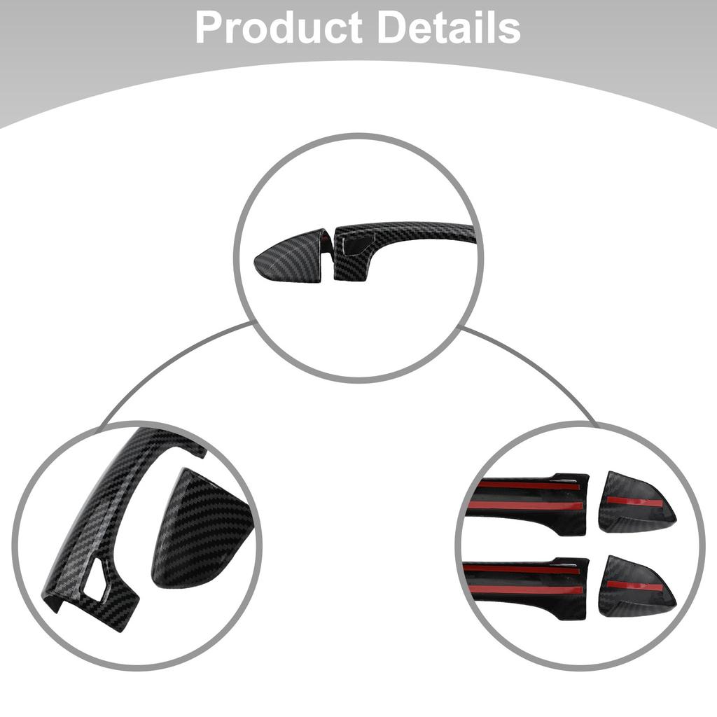 2PCS Exterior Door Handle Cover for Mustang 2015 2025 Carbon Fiber Print Design for Enhanced Aesthetics and Protection