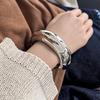 DIEZI Vintage Hip Hop Wide Cuff Bangles Punk Gold Silver Color Geometric Metal Spring Bangles For Women Bracelets Men Jewelry