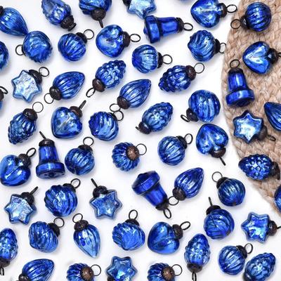25 kusů Modré skleněné Vintage vánoční ozdoby Mini velkoobchodní dekorativní ozdoby X mas koule pro Halloween, vánoční stromek
