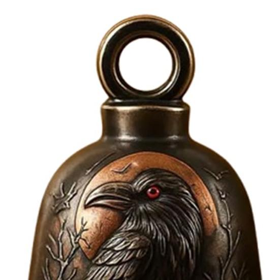 Cemetery Crow Bell Blood Moon Tombstone Crow Bell Gothic Decorative Bell for Halloween Autumn Indoor Outdoor Decor Haunted House Prop
