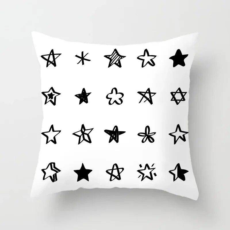 45x45cm Simple Fashion Black and White Geometric Stripe Printed Pillowcase Polyester Sofa Seat Cushion Cover Modern Home Decor