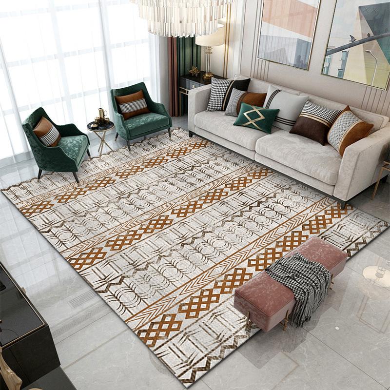 Vintage Ethnic Style Carpet Creative Geometric Pattern Rug Living Room Anti Slip Mat Winter Warm Home Decoration