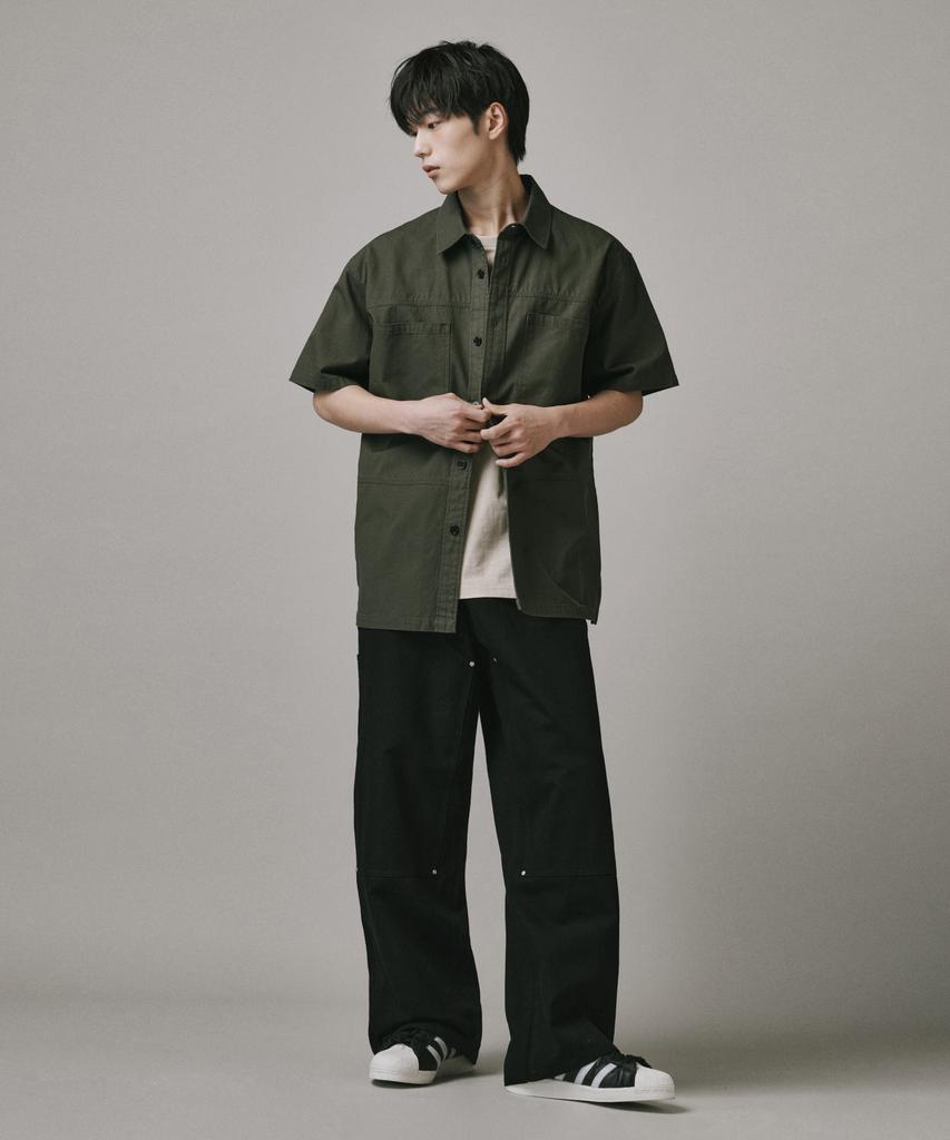 Beodeonteu Double Layer Carpenter Wide Cotton Pants [Black]