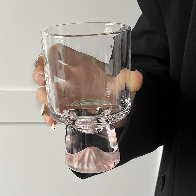 Pink Mountain Glass Cup Creative High Foot Drink Cup Coffee Cup Sweet Cone Cup Wine Cup Elegant Sensation Unique Small Batch