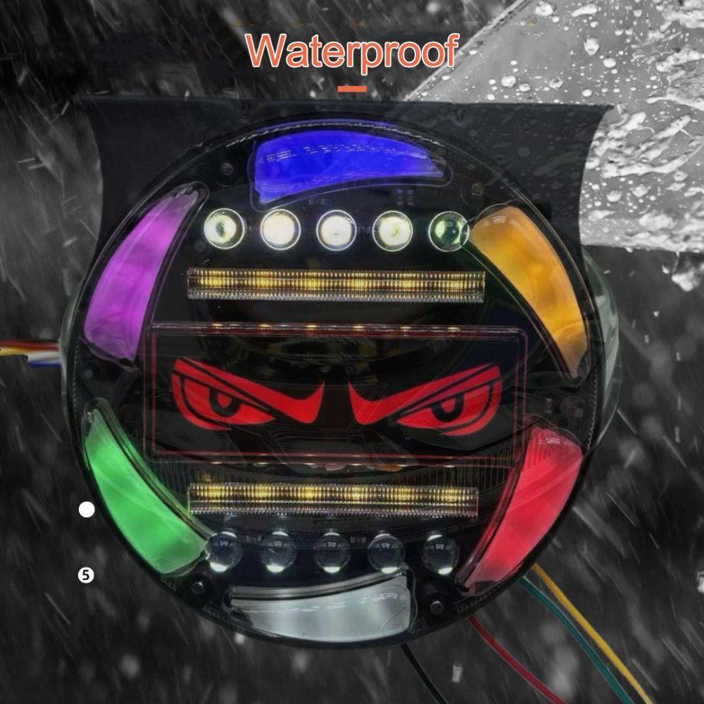 Creative 12-24V Truck Devil's Eye Light Universal Multi-Mode Dynamic Demon Eye Light Safety Warning Lamps Car Decor