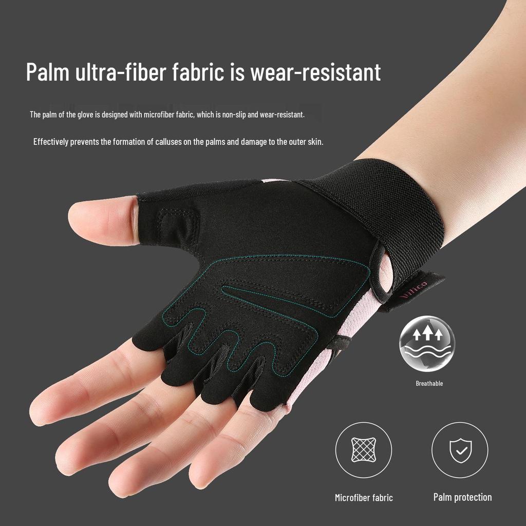 Guanti da Fitness Mezza Dita Antiscivolo Ammortizzanti da Donna - Resistenti all'Usura e Traspiranti per Yoga, Ciclismo e Allenamento.