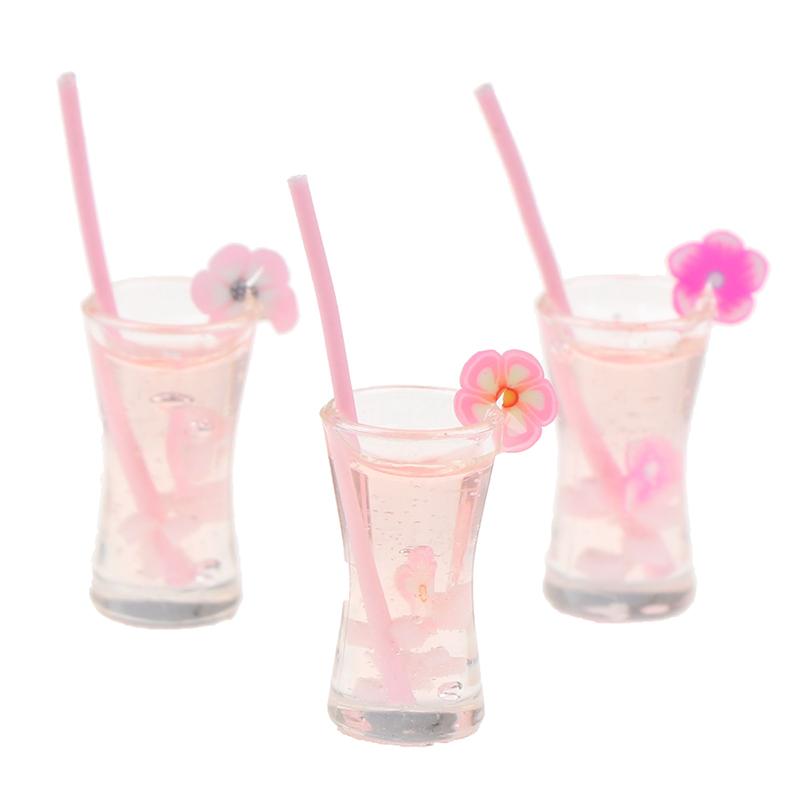 Mini Milkshake Ice Cream Lemon Milk Fruit Tea Water Cup Strawberry Banana Miniatures Dollhouse Accessories Cups Kitchen Toys