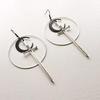 Black Moon Long Sword Silver Earrings - Stylish Pendant Gift