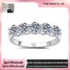 TK 925 Sterling Silver PT950 Classic Moissanite Princess Stacking Ring