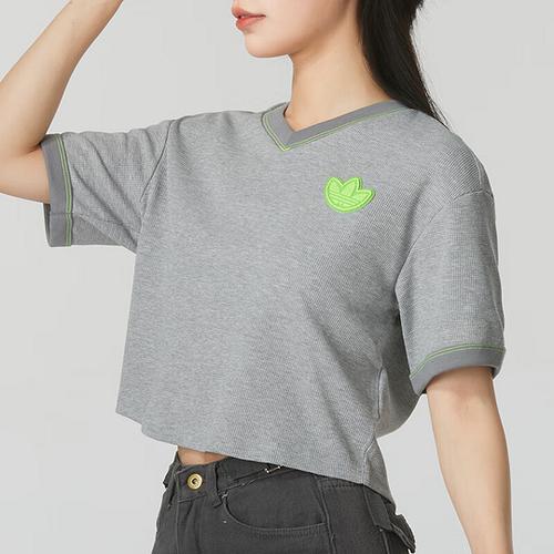 Adidas Originals Women's Cropped Short-Sleeve T-Shirt Gray JJ4366