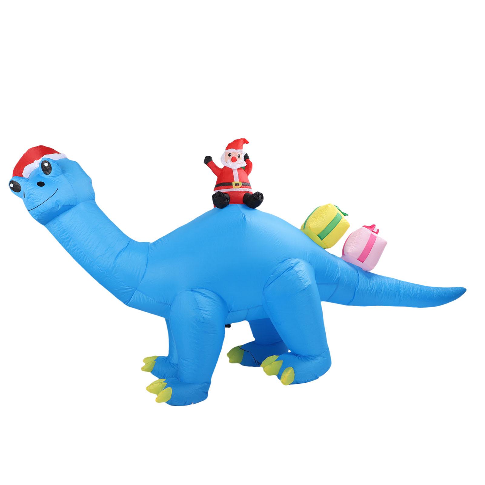 Надувной синий динозавр Рождественский декор Высота 1,8 м Длина 3,1 м Светодиодный надувной динозавр Рождественское украшение для улицы, двора, вечеринки