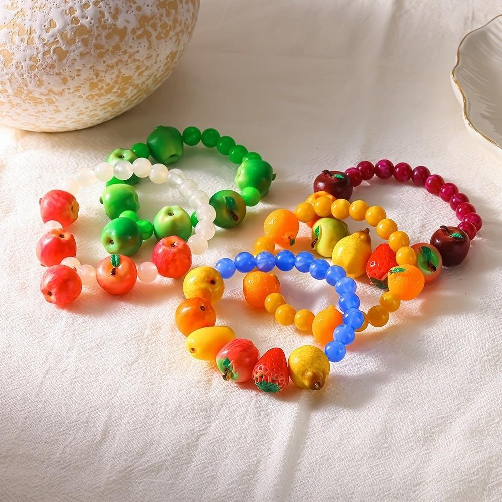 3D Colorful Beads Bracelet Simulated Summer Bohemian Jewelry Fashion Elastic Cord Bracelet Summer