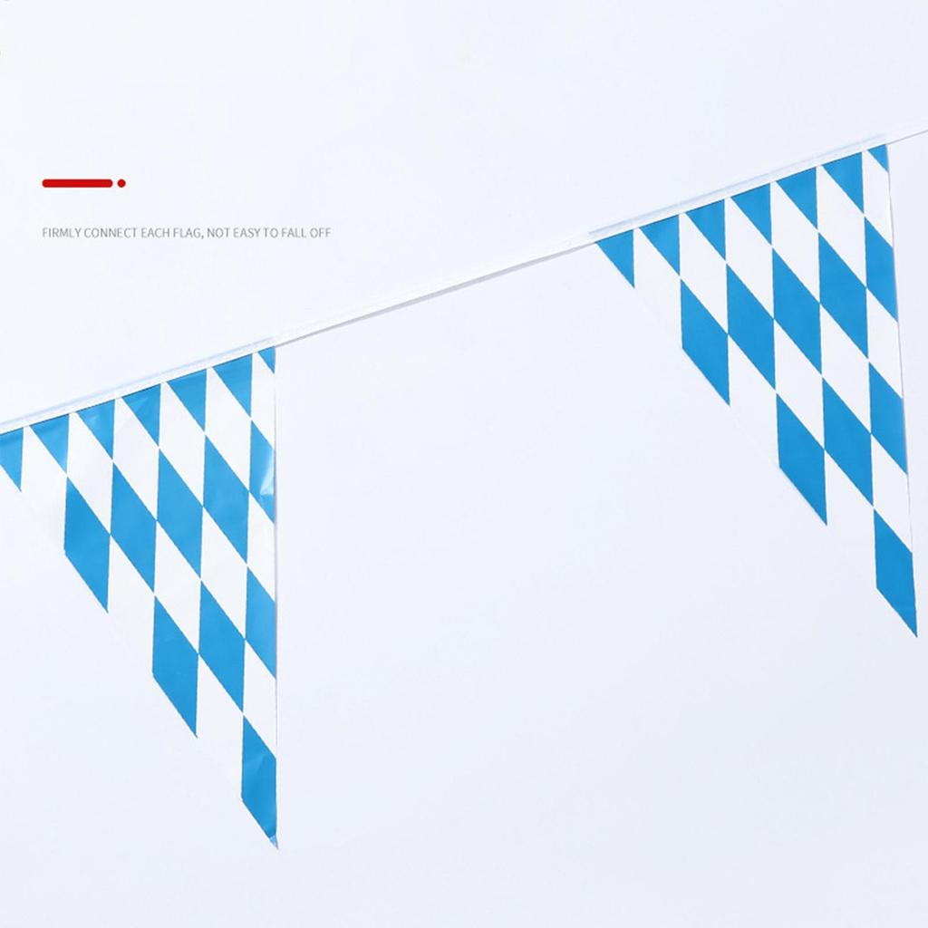 10m/20pcs Triangle Flags Themed Bunting Oktoberfest Decoration Pennant Flags Blue and White Diamonds Beer Festival Flags Outdoor