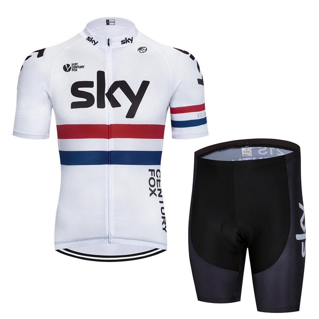 Bicycle Clothing Sky Team Mountain Bike Bicycle Team Edition Cycling Suit Set Strap Short Sleeve Set 2026 Summer Breathable Cycling Suit Set