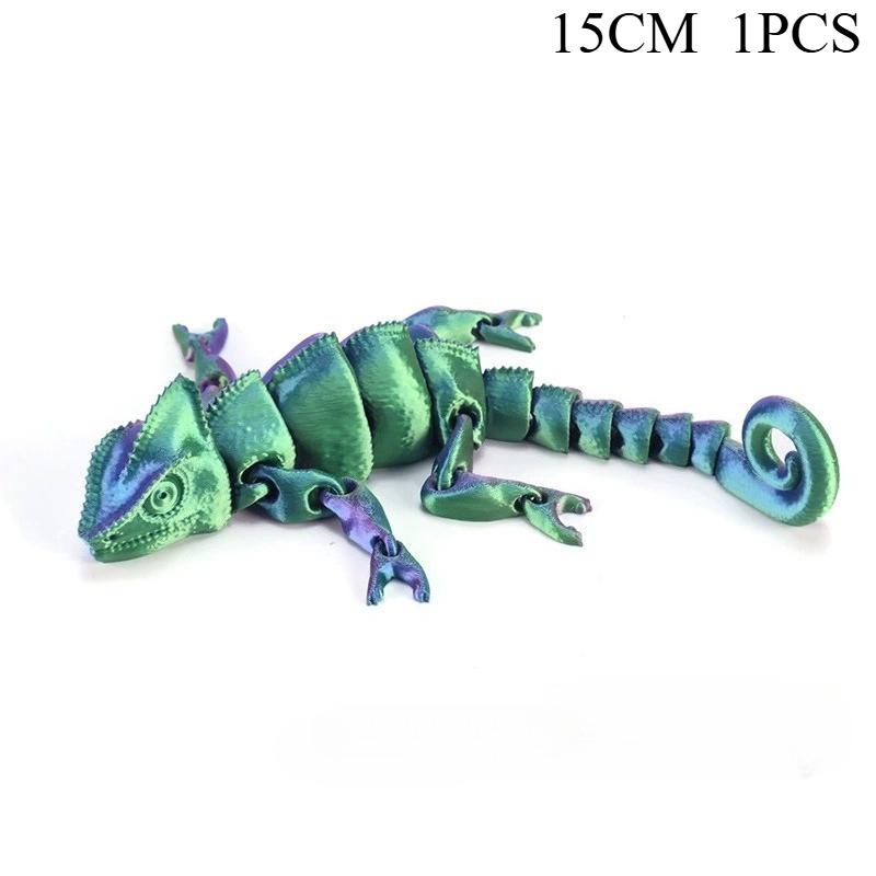 15cm Fashion 3D Printed Dragon Chameleon Figures Multi-joint Movable Simulation for Home Accessories Kids Gift Room Decoration