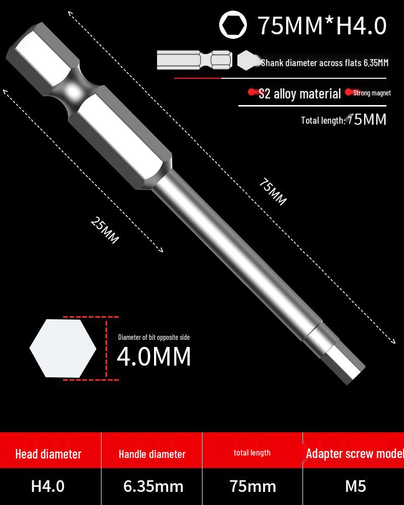 Hexagonal Driver Bit Extension for Screwdriver and Drill