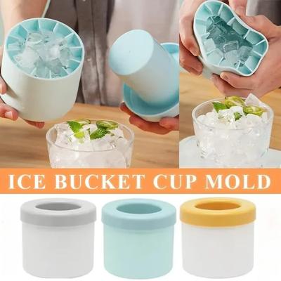 Molde de cubo de gelo de silicone redondo balde de gelo verão caseiro faça você mesmo geladeira congelar máquina de gelo criativo molde de cubo de gelo ferramentas de bar