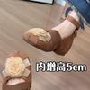 Inner Height Increase 5cm Small Retro Camellia Ballet Shoes Women's 2025 Summer Cross with Round Head Mary Jane Shoes