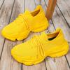 Unisex Chunky Sneakers Breathable Knitted Yellow Platform Running Shoes Lightweight Casual Sports Footwear for Jogging Training