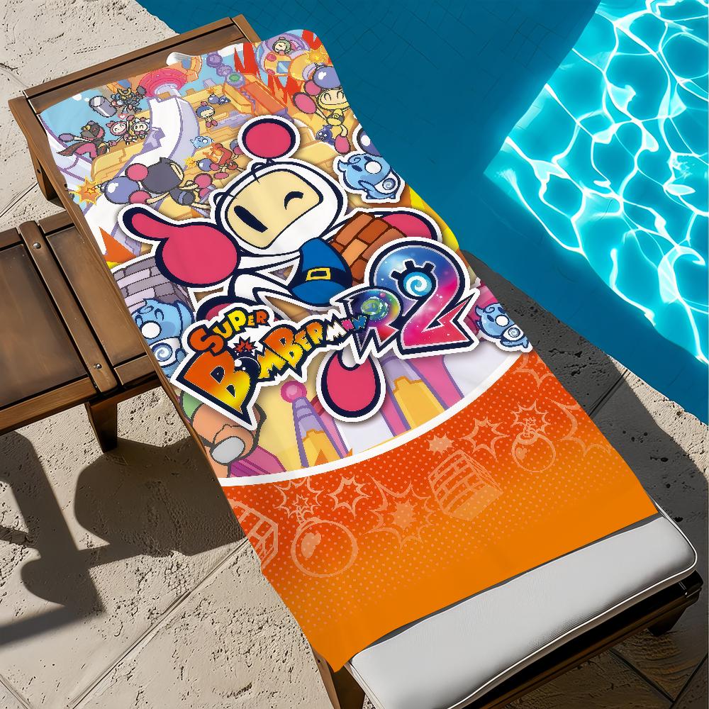 Lustiges Kunstspiel niedlicher Cartoon B-Bomberman Handtuch weich Strandtücher Reise schwimmen Pool bade Handtuch Fitnessstudio Spa Heimdekor Geschenk Urlaub