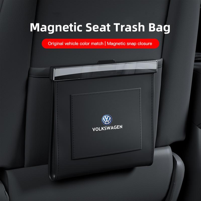 Car Collapsible Trash Bag Auto Backseat Garbage Accessories For VW Golf T‑Roc Tiguan Polo Passat T‑Cross Taigo ID.4 ID.7 Atlas