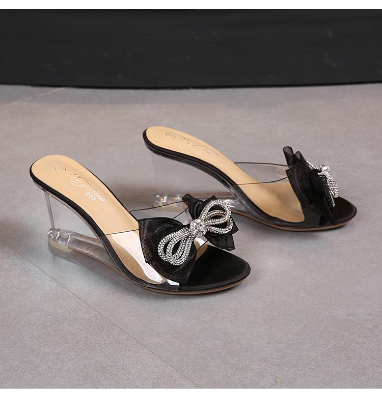 1098Series 6/8cm podpatek 2022 Spring Jelly klínové podpatky s Crystal Sexy Women Dámské sandály na show Party LFD