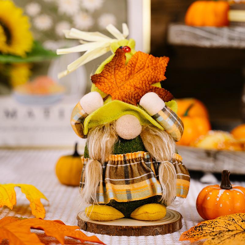 

Гном Восхитительная Осенняя Кукла с Кленовыми Листьями для Уютного Празднования Дня Благодарения и Домашнего Декора Thanksgiving Maple Leaf