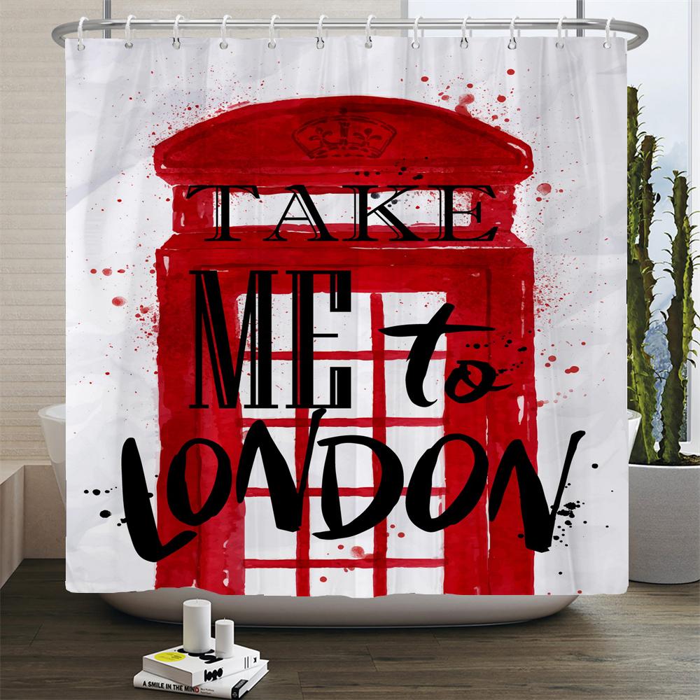 

Retro Style 3D Print Shower Curtains Paris Tower Street View Telephone Booth Bath Curtain Waterproof Polyester Bathroom Curtain W60H190(CM)-1 Pcs