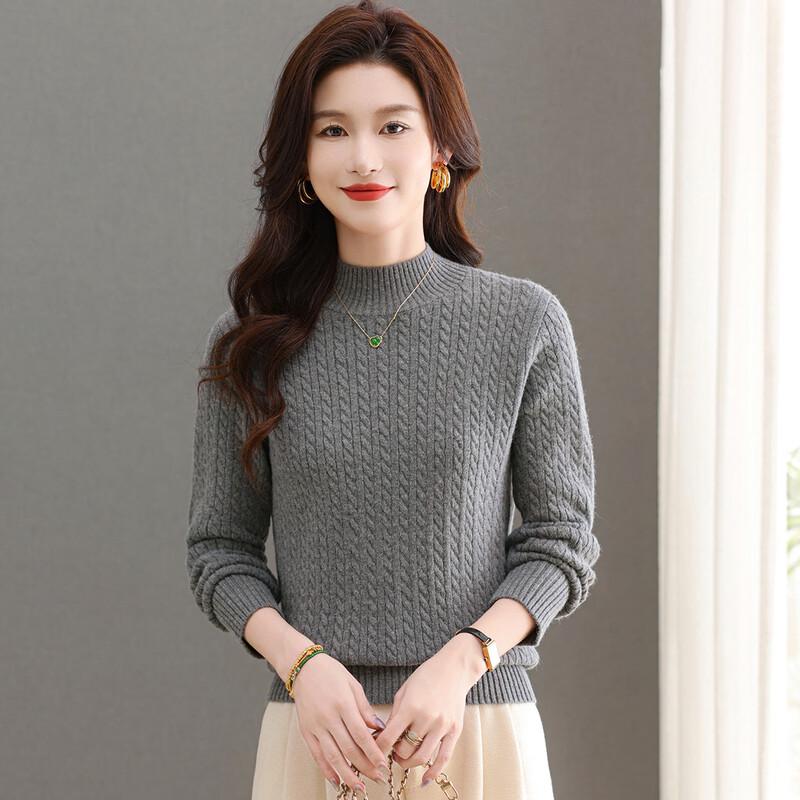 

SNOWFLYING Women s Cable Knit Semi-High Neck Sweater L