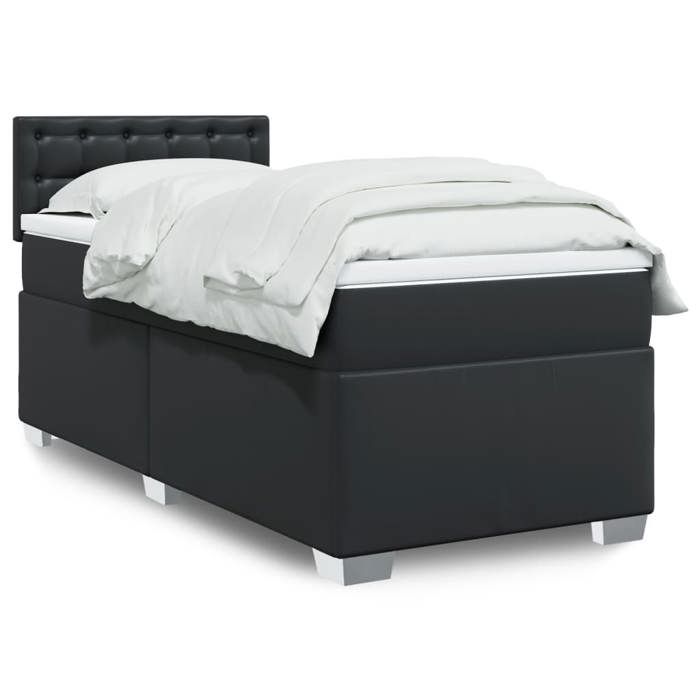 VidaXL Slat Bed Base with Mattress Black 100x200 Cm Faux Leather, Bed, Platform Bed, Panel Bed, Furniture of 3286108
