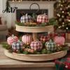 Whimsical Yard Sculptures Retro Fabric Apple Decorative Figurine, Cute Stuffed Figurine Ornament for Christmas Tray Tabletop Display Home Decor