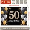 Geburtstagsparty Hintergrund Gold Schwarz Polyester Banner Fotokabinen Dekoration 49