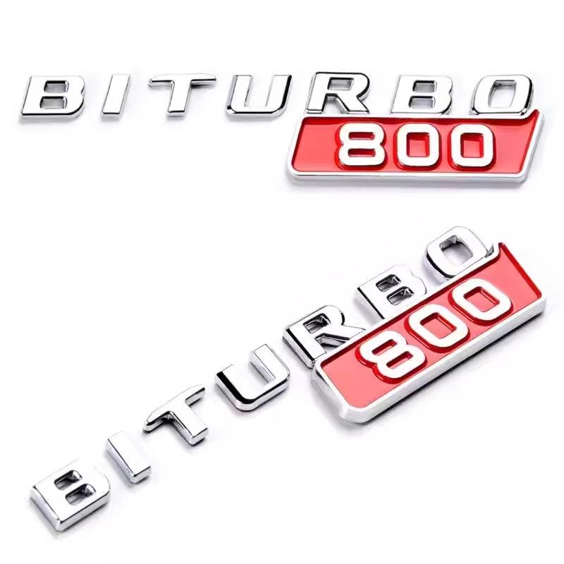 1 Paar Auto ABS BITURBO 800 700 Silber Rot Logo Plakette Emblem Aufkleber Für BRABUS G-Klasse G700 G800 G900 W461 W463