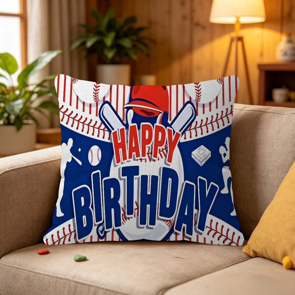 Baseball Happy Birthday Maple Design Cushion Cover Happy Autumn Harvest decor Holiday Decorati Pillow Cover