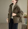 Women's Diamond Pattern Hooded Cotton Jacket - Winter Coat with Dark Buckle, Style 81607.