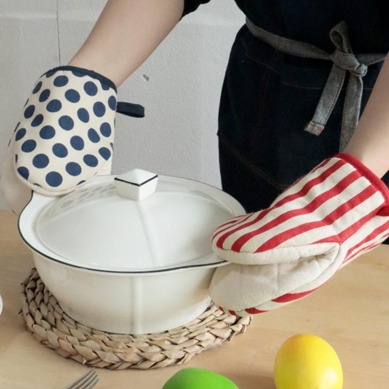 Japanische Ofenhandschuhe aus Baumwolle, hitzebeständige Küchenhandschuhe zum Backen, Grillen und Kochen (1 Paar)