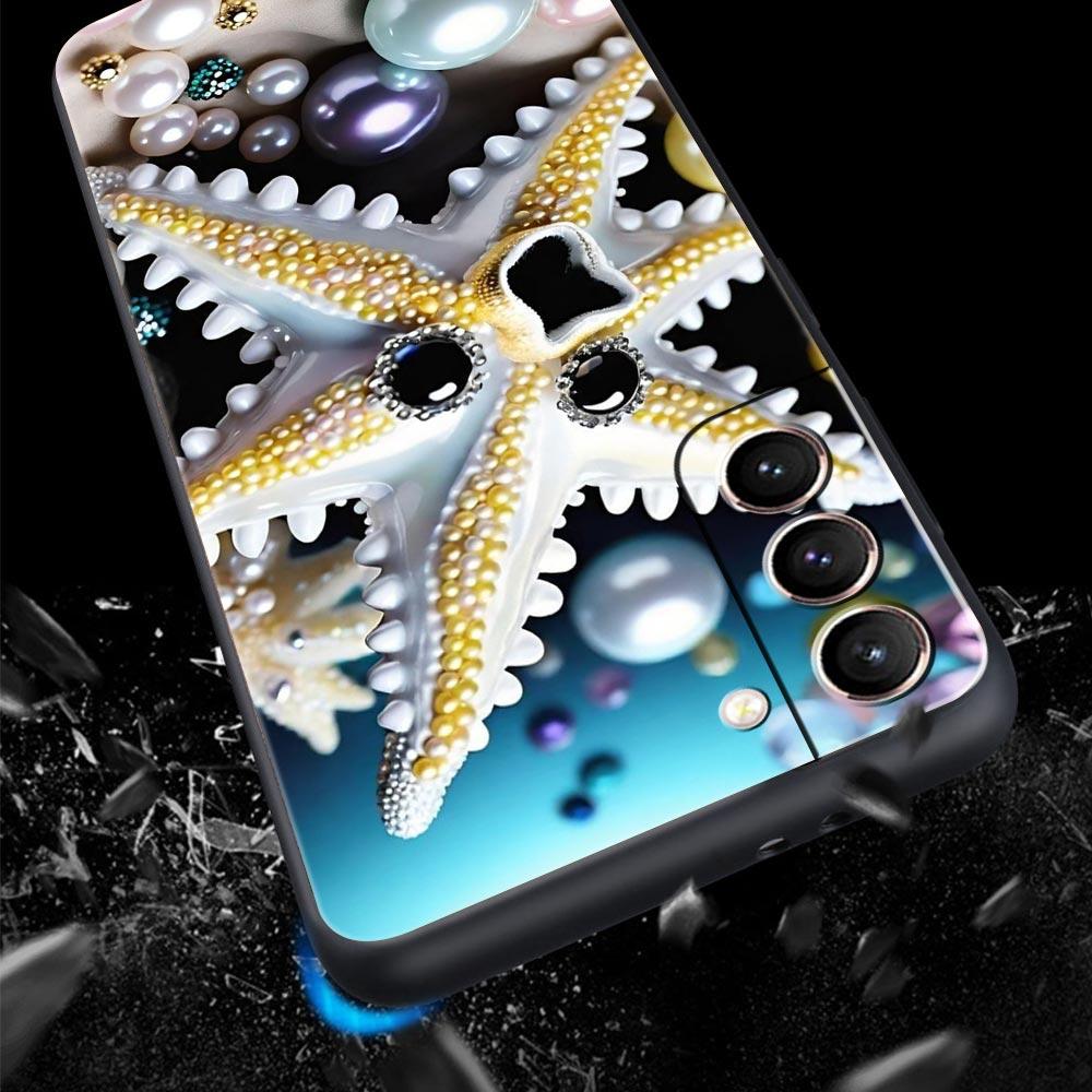 Ocean Coastal Seashell Seaweed Pattern Phone Case for Samsung Galaxy S26 S25 S24 S23 S22 S20 S21 FE Ultra S25 Edge Plus Soft TPU