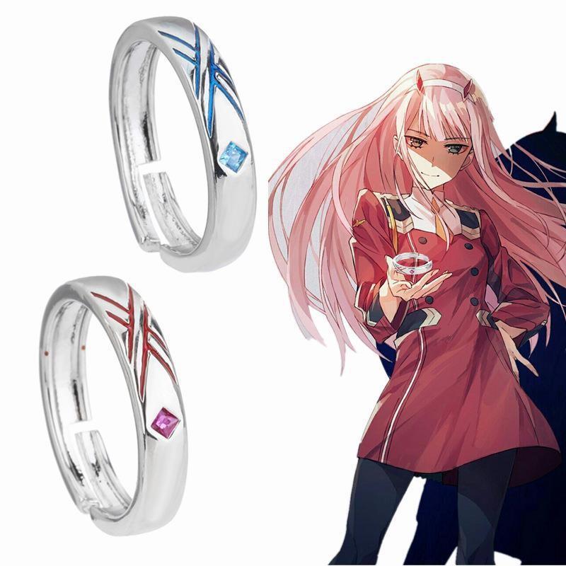Anime Darling In The Franxx Ring HIRO ZERO TWO Cosplay Open Adjustable Couple Rings Jewelry Gift Accessories