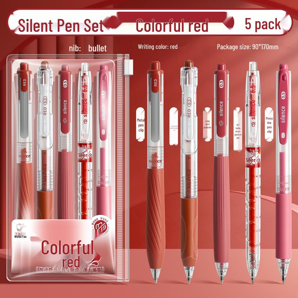 Kaba Bear Red Ballpoint Pen Set - Quick-Dry Highlighting Student & Teacher Grading Pen