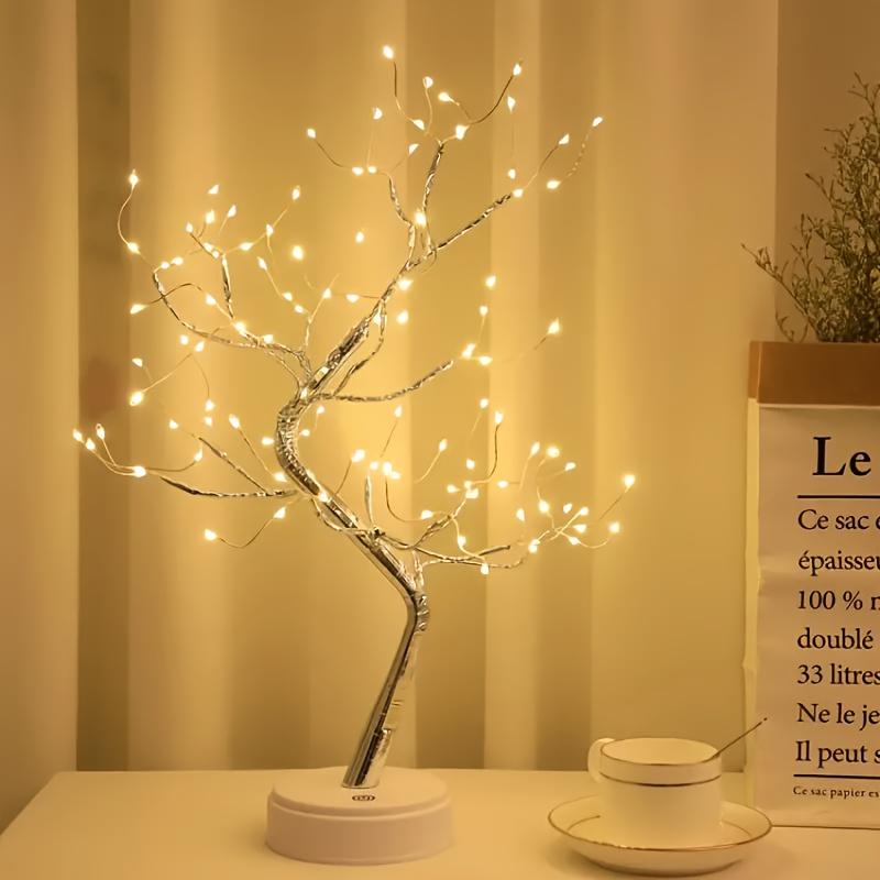 Golden Leaf Tree Lamp with 72 LEDs Decorative Night Light, USB/ Battery Dual Power Supply ,Suit for Wedding Party Home Decor