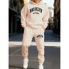 Mens Hooded Sweatshirt Tracksuit 2 Piece Set Letter Print Casual Warm Sportswear