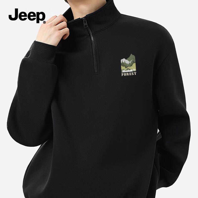 

JEEP Men s Autumn Half-Zip Heavyweight Stand-Collar Sweatshirt 2XL