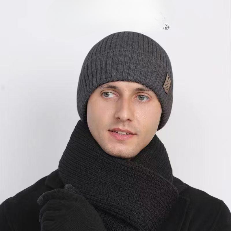 Hat Winter Cold Proof Knitted Hat Plus Velvet Thickened Warm Men's Wool Hat Cotton Hat Winter Riding Wind Proof Cold Hat